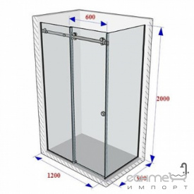 Душевая кабина Weston WKS6 1200x900x2000 стекло графит/профиль black, круглая ручка