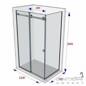 Душевая кабина Weston WKS6 1200x900x2000 стекло графит/black, ручка круглая, правосторонняя