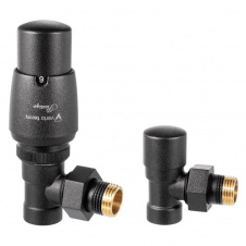 Комплект кранов Vario Term Royal 1/2”x1/2” (ROGS0214CFK) угловой черный с термоголовкой
