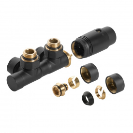 Комплект термостатический угловой Invena DUOPLEX CZ-91-015 черный (низ)