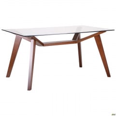 Стол обеденный АМФ Мертон 150х90 см стеклянный деревянный Кушугум