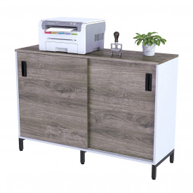 Тумба офісна LS-1200-830 Loft-design з розсувними дверима дуб-палену — білий корпус