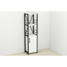 Этажерка 3/34 Ferrum-decor Серии Конект с тумбой 144x34x28 Черный ДСП Белое (FD1000)