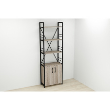 Этажерка 4/60 Ferrum-decor Серии Конект с тумбой 179x60x28 Черный ДСП Сонома Трюфель (FD1067)