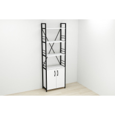 Этажерка 4/60 Ferrum-decor Серии Конект с тумбой 179x60x28 Черный ДСП Белое (FD1063)