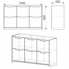 Комод 6Д Компанит Нимфея альба (130х42х80 см) Киев