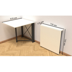 Стол-книжка трансформер Орион 1 Ferrum-decor 750x810x730 Черный металл ДСП Белый 16 мм (ORI101) Хмільник