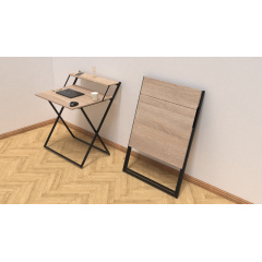Стол трансформер Компакт 2 Ferrum-decor 750x790x720 Черный металл ДСП Дуб Сонома 16 мм (KOM204) Первомайск