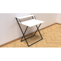 Стол трансформер Компакт 2 Ferrum-decor 750x790x720 Черный металл ДСП Белый 16 мм (KOM201) Дніпро