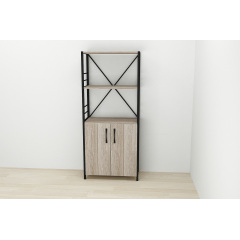 Етажерка 3/60 Ferrum-decor Серії Конект із тумбою 144x60x28 Чорний ДСП Сонома Трюфель (FD1025) Доманівка