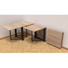 Стол-книжка трансформер Орион 2 Ferrum-decor 750x1520x730 Черный металл ДСП Дуб Сонома 16 мм (ORI204) Петрове