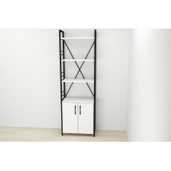 Этажерка 4/60 Ferrum-decor Серии Конект с тумбой 179x60x28 Черный ДСП Белое (FD1063) Одесса