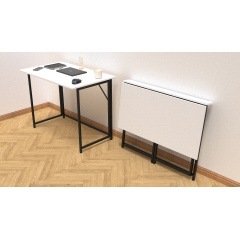 Стол раскладной Морис Ferrum-decor 750x1000x600 Черный металл ДСП Белый 16 мм (MORI001) Стрий
