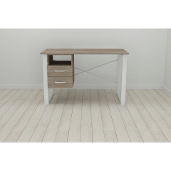 Письменный стол с ящиками Ferrum-decor Оскар 750x1200x600 металл Белый ДСП Сонома Трюфель 16 мм (OSK0012) Ровно