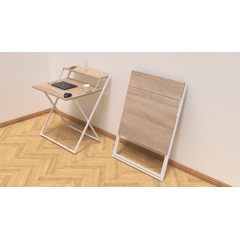 Стол трансформер Компакт 2 Ferrum-decor 750x790x720 Белый металл ДСП Дуб Сонома 16 мм (KOM211) Гайсин