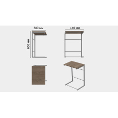 Столик приставной Терри Ferrum-decor 650x440x330 Серый металл ДСП Дуб Сонома Трюфель 16 мм (TERR019) Курінь