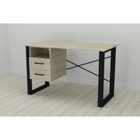 Письменный стол с ящиками Ferrum-decor Оскар 750x1400x600 металл Черный ДСП Сонома 16 мм (OSK0025)