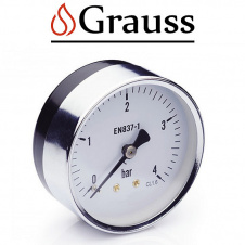 Манометр аксиальный Grauss (заднее подключение) 63мм 611А-10 1/4"