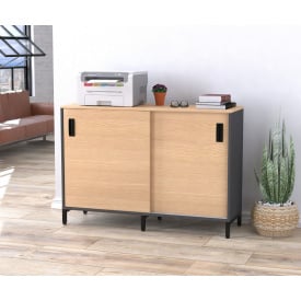 Тумба офисная LS-1200-830 Loft-design с раздвижными дверями дуб-борас - антрацит