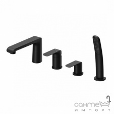Смеситель для ванны врезной на 4 отверстия Ravak Flat Black X070176 матовый черный