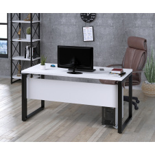 Письмовий стіл Loft-design G-160-32 із царгою біла стільниця 1600х700 мм на чорних ніжках