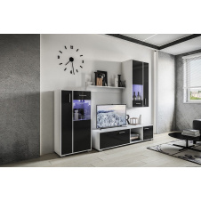 Стенка для гостиной Мир Мебели Бруклин 2204x1525x422 мм черный глянец