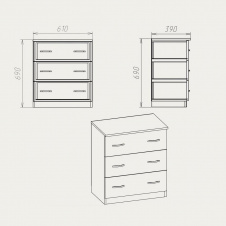 Комод Компанит Комод-3А МДФ 610x690x390 венге