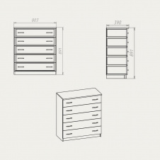 Комод Компанит Комод-5 МДФ 803x891x390 венге
