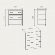 Комод Компанит Комод-3А МДФ 610x690x390 дуб Сонома