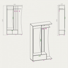 Передпокій Компанит Юлія 1100х2026х400 мм горіх Ізюм