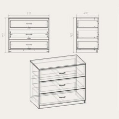 Комод Компанит Комод-3Б 910x782x493 яблоня Иршава