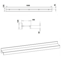 Полиця навісна Компаніт П-23 1500х120х190 мм яблуня Нове