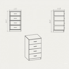 Комод Компанит Комод-4А МДФ 493x849x448 дуб Сонома Ромны