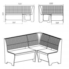 Кухонний куточок Компаніт Туніс 820x1200x1500 мм вініл торонто Коломия