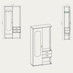 Прихожая Компанит Надежда 1000х2026х355 мм МДФ венге Свесса