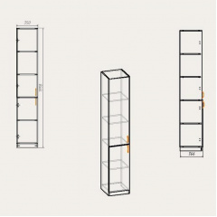 Книжный шкаф Компанит КШ-9 1950x366x350 мм яблоня Шепетовка