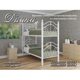 Кровать 2 яруса на деревянных ногах Металл-Дизайн Диана 1900(2000)х900 мм черный бархат/черный