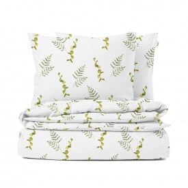 Євро комплект без простирадла Cosas GREEN FOLIAGE Ранфорс 200х220 см Зелений