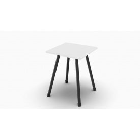 Табурет кухонный Ferrum-decor 430x320x320 Черный металл ДСП Белый 16 мм (TAB001)