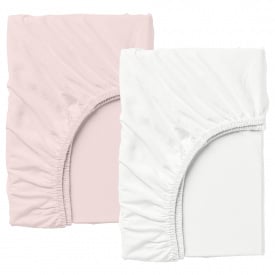 Набір простирадла на резинці Cosas WHITE / PUDRA Ранфорс 160х200х20 см 2 шт Рожевий/Білий