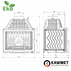 Камінна топка Kawmet W17 Panorama 16,1 кВт ECO 670x520x520 мм Приморськ