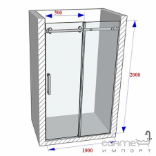 Душевая дверь в нишу Weston WDS6 1000x2000 левая