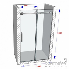 Душевая дверь в нишу Weston WDS6 1000x2000 левая Васильков