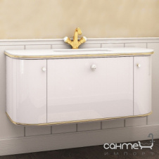 Тумба подвесная под раковину Marsan Amelie 1400 белый, патина серебро