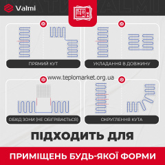 Тонкий греющий мат Valmi Mat 6м2 1200 Вт 200 Вт/м2 с программируемым терморегулятором E51 Киев