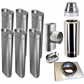 Гильзование дымохода 6 метров овал 110/230 нерж 1мм AISI 321