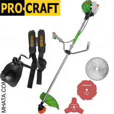 Бензокоса ProCraft T5600 4х тактна (3 ножі (40Т переможе, 3Т, 8Т) та 1 котушка-ліска) штанга 28 см