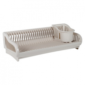 Сушилка для посуды 53 х 23 х 19 см пластиковая 2в1 с подставкой для столовых приборов Белая роза Алеана 167091