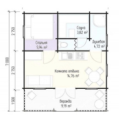 Лазня дерев'яна із профільованого бруса 6х7 Ізюм