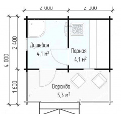 Баня деревянная из профилированного бруса 4х4 Кропива